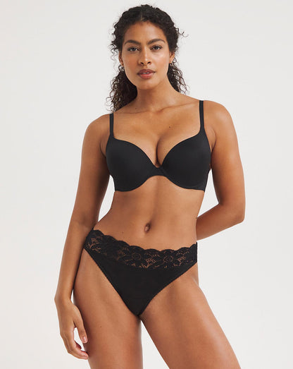  5 Pack Lace Top Thongs| Black
